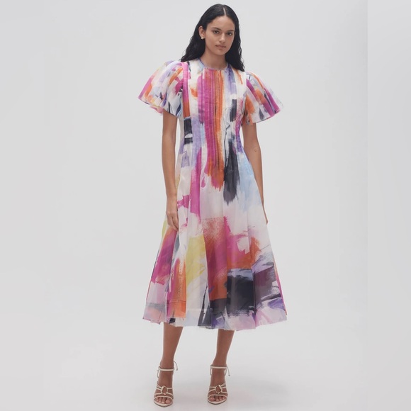 Aje Dresses & Skirts - Women’s Aje Abstract Sunset Nova Pleated Midi Dress size 2  Spring 2024